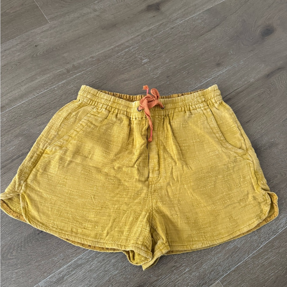 Pilcro Yellow Athletic Shorts with Orange Accents